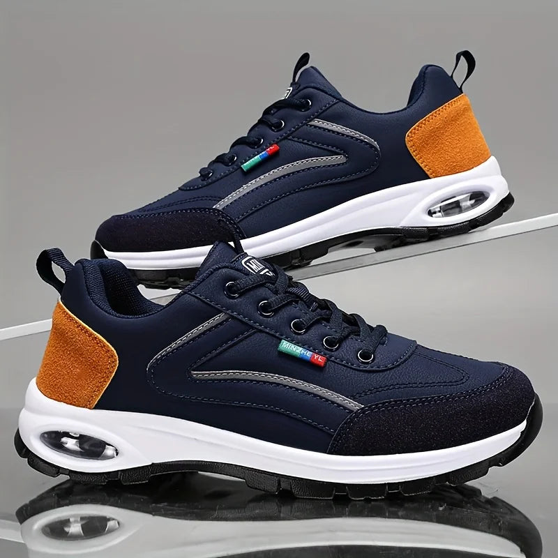 Trendy sportschoenen voor heren, lichtgewicht en ademend, moderne antislipschoenen met suèdedetails, stijlvolle outdoor sneakers voor dagelijks gebruik