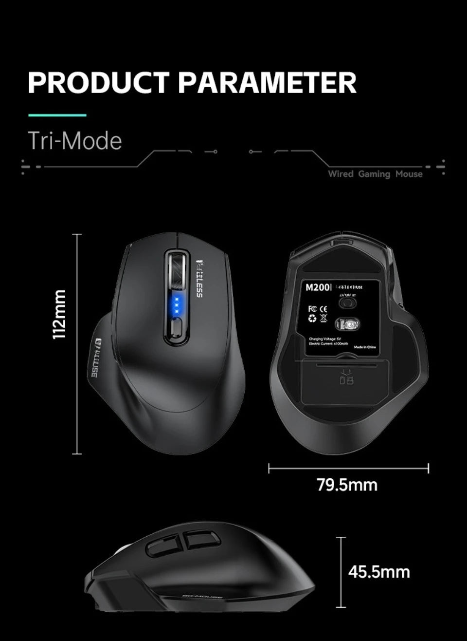 USB Wired Mouse RGB Backlight Silent Ergonomic Adjustable DPI for Desktop Laptop PC Office Gaming Home Daily Working Use