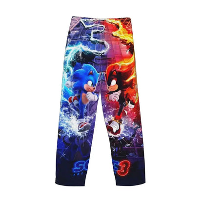 Custom Print Men's Soniced Pajama Pants Hedgehog Game Sleepwear Sleep Lounge Bottoms with Pockets