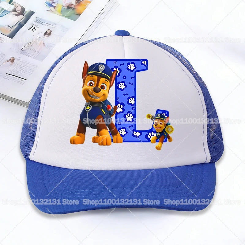 Casquettes de baseball en maille PAW Patrol : Chase, personnage de dessin animé, lettres, pour adultes et enfants, casquettes de sport, anime, été, protection solaire, visière, cadeau pour garçon et fille