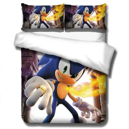 The Movie Sonics Printing Bedding Set Anime Digital Cartoon hedgehogs Duvet Cover Comforter Bed Youth Kids Girl Boys Gift