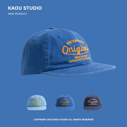 Casquette de baseball printemps-automne à visière souple, brodée, unisexe, style urbain « Street Tide », à visière large et pare-soleil