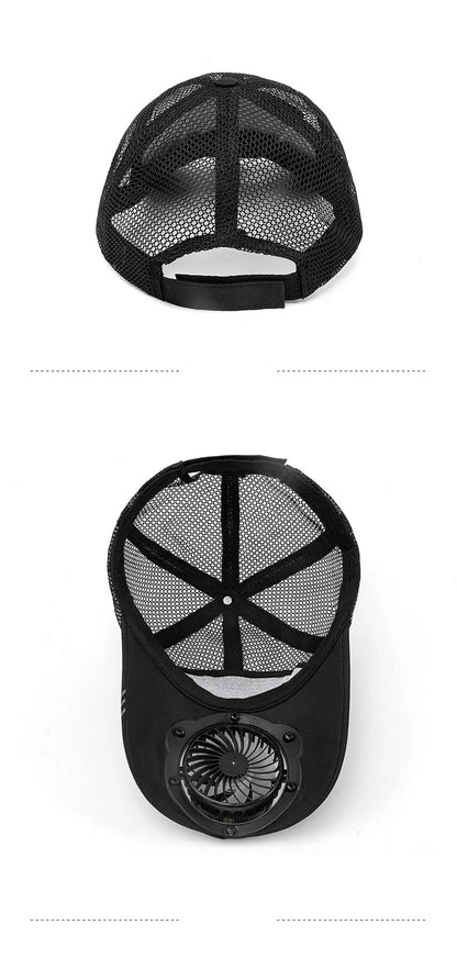 Solar Powered Charge Fan Baseball Cap Adults Summer Outdoor Camping Fishing Sun Shading  Duck Tongue Mesh Cap Father's Day Gifts