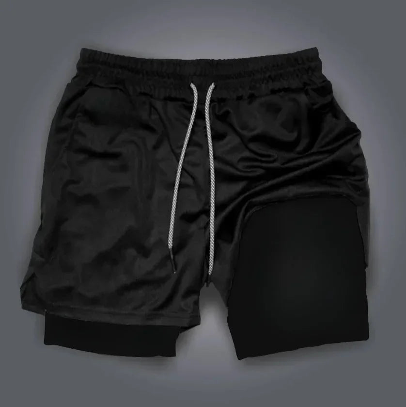 Dragon Ball Wukong Printed Double Layer Shorts for Men, Elastic Drawstring, Spring/Summer Breathable Sports and Fitness Shorts