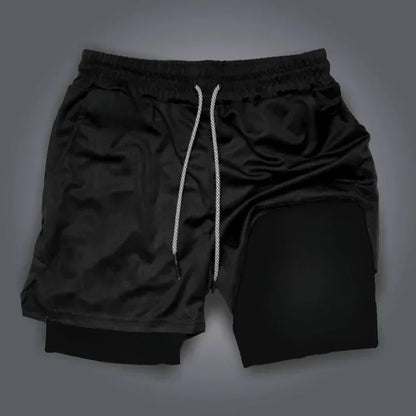 Dragon Ball Wukong Printed Double Layer Shorts for Men, Elastic Drawstring, Spring/Summer Breathable Sports and Fitness Shorts