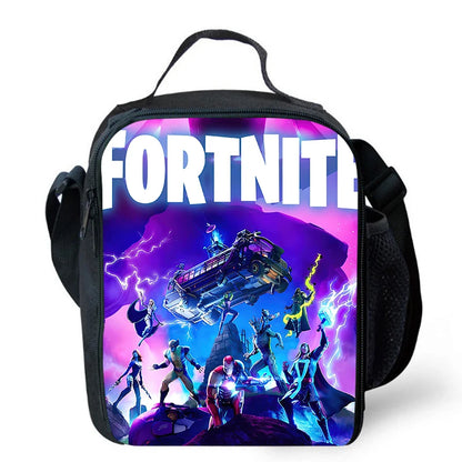 Saco de Almoço Térmico Isolado com Desenho Animado Fofo, Recipiente para Alimentos à Prova de Fugas, Reutilizável, Saco Frigorífico de Almoço Fortnite para Crianças e Estudantes