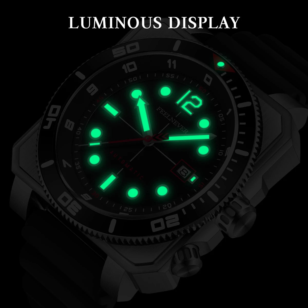 Orologio subacqueo automatico FeelNever 8215 da uomo, super luminoso, in acciaio 316, con vetro zaffiro, orologio sportivo meccanico maschile