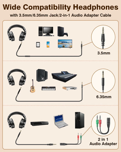New Bee Wired Professional Studio DJ Headphones With Microphone Over Ear Hi-Res Studio Monitor Music Headset Earphone