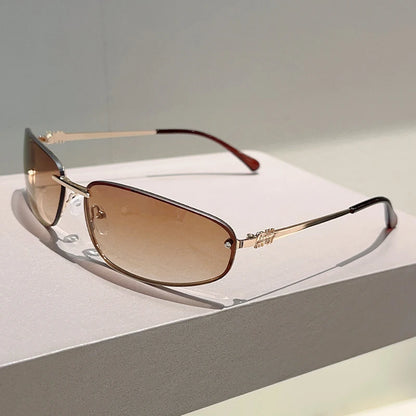 Alloy Rimless Square Sunglasses Women New in Stylish Outdoor Decor Shades Women Trendy Pink Silver Designer Mirror Sun Glasses