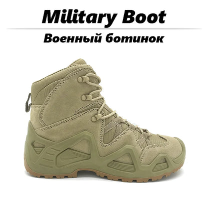 Lynjacye Mid Cut Green Combat Boots Men Women Size 39-46 Outdoor CS Training Hiking Shoes Desert Ankle Climbing Bota Masculina