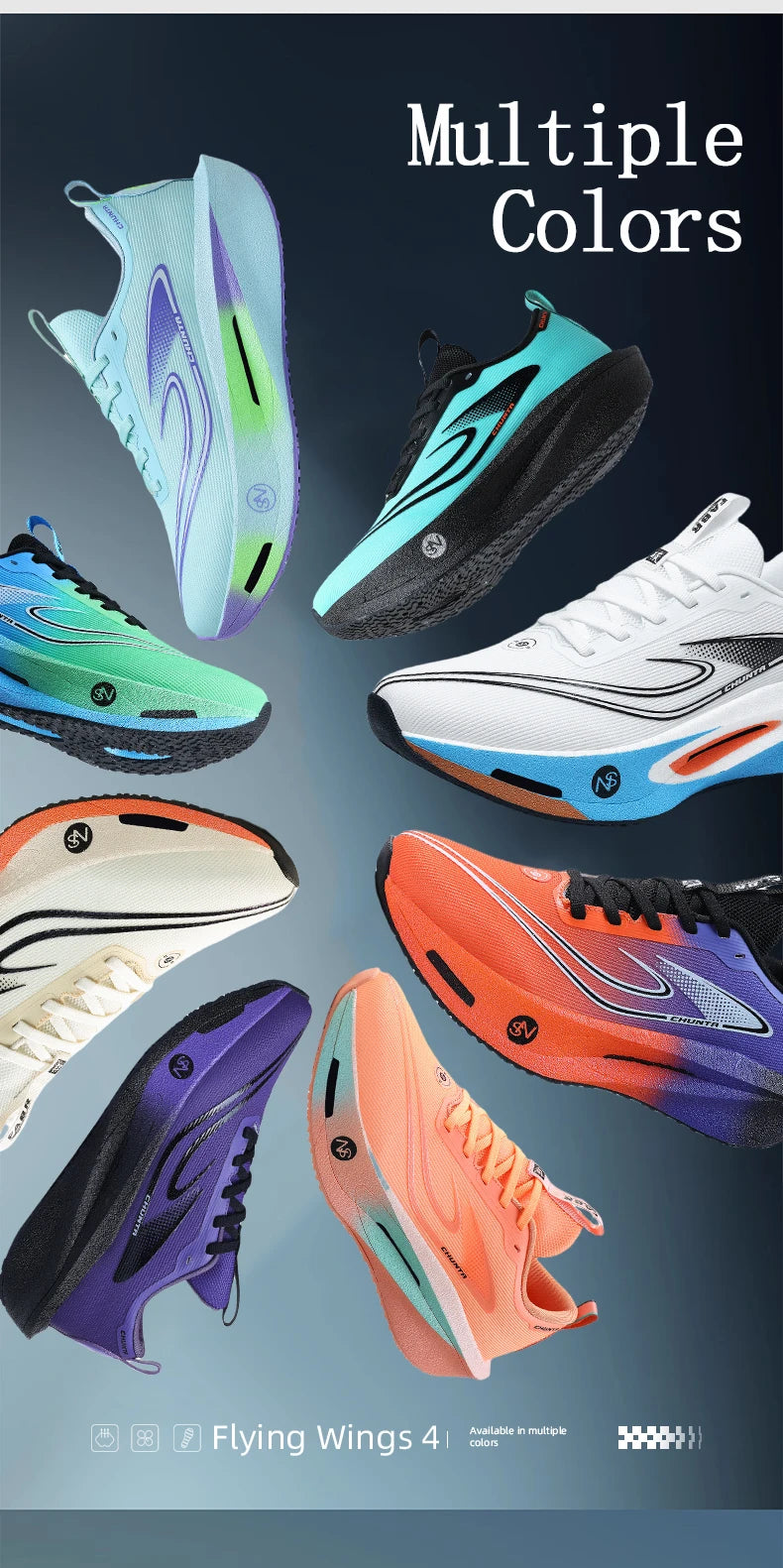 Carbon Plate Sports Running Shoes Marathon Men Breathable Lightweight Women's Comfortable Athletic Nonskid Chunta Sneakers