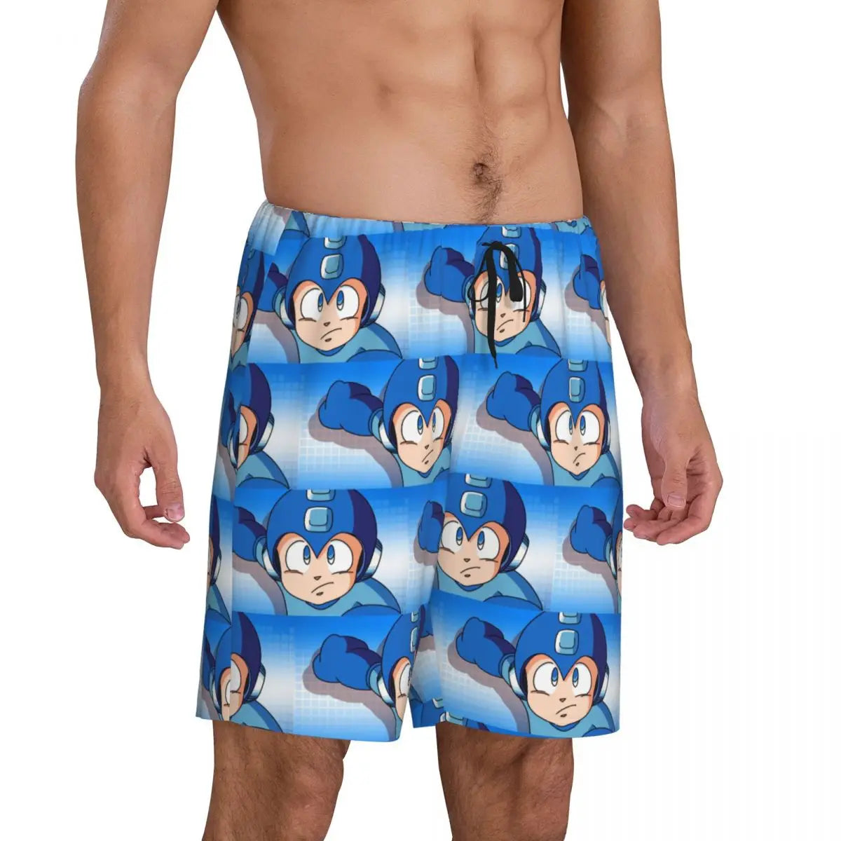 Custom Megaman Video Game Mega Man Short Pajama Pants Men Sleepwear Sleep Lounge Bottom Shorts Sleeping Pants