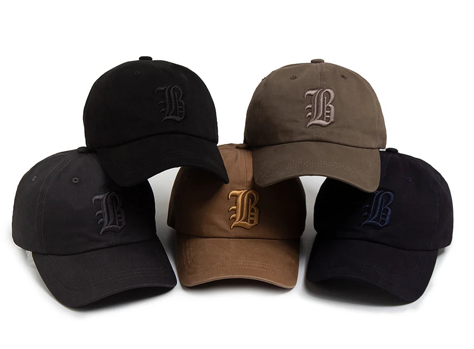 Mode d'été : casquette de baseball pour homme, brodée d'une lettre, casquette « trucker » en coton, casquette décontractée d'extérieur à visière souple, casquettes de baseball pour femme