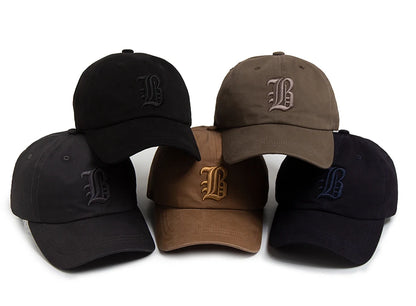 Mode d'été : casquette de baseball pour homme, brodée d'une lettre, casquette « trucker » en coton, casquette décontractée d'extérieur à visière souple, casquettes de baseball pour femme