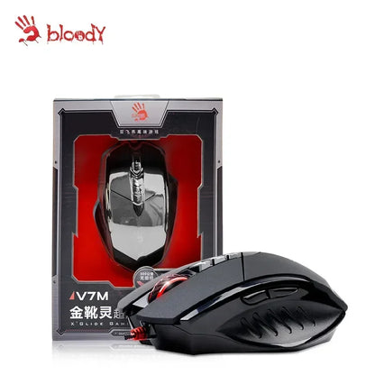 Rato com fios Bloody V7M RGB, leve, design ergonómico, 4000 dpi, para PC, escritório, e-sports e gaming, com programação de macros para CF, LOL e CS