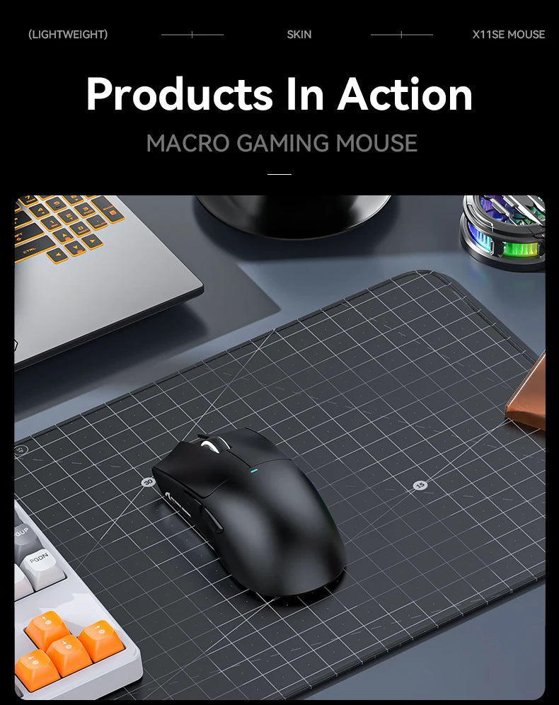 Mouse gaming wireless ATTACK SHARK X11SE, tri-mode, superleggero 63g con sensore PAW3311, 22000 DPI, batteria 300mAh, doppio driver