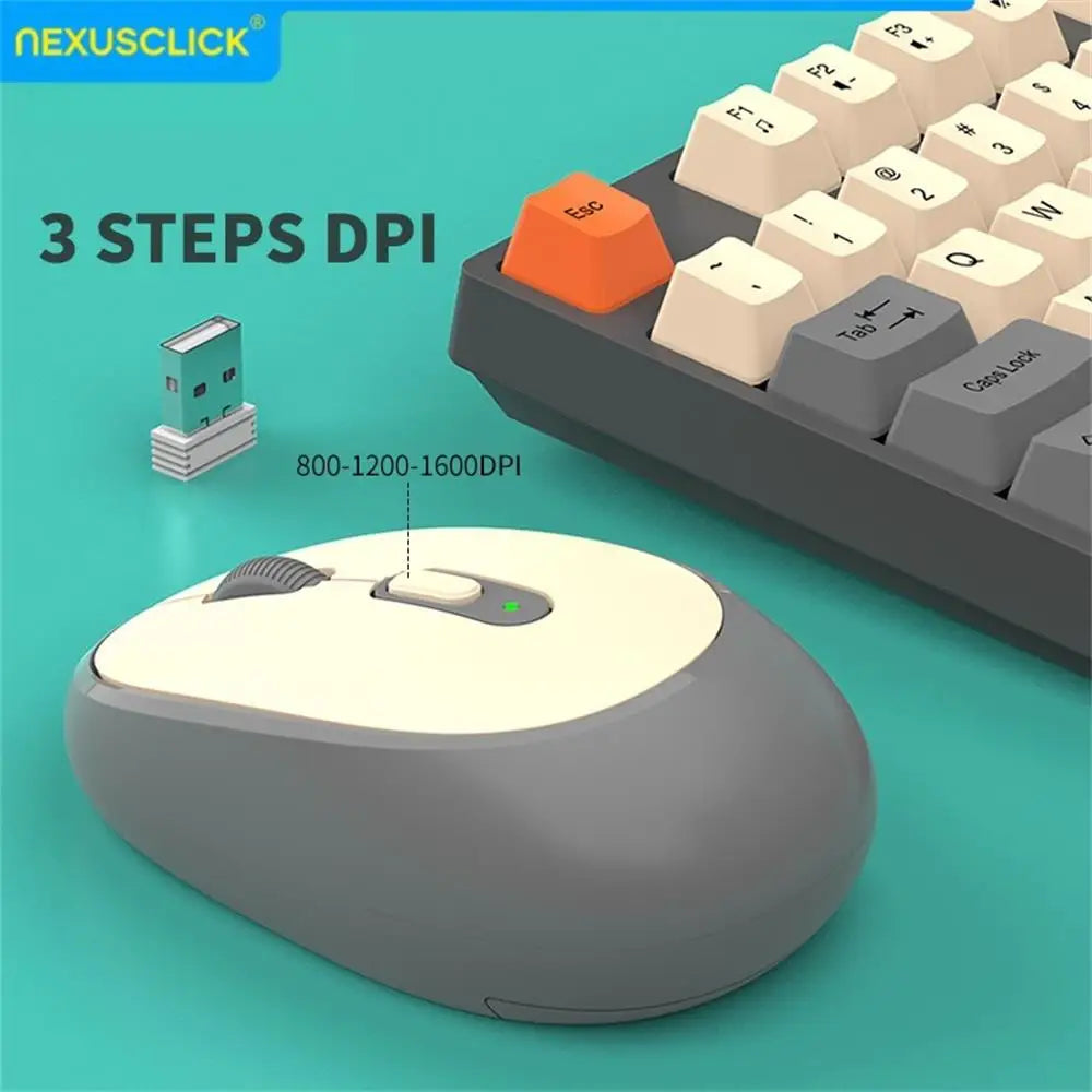 NexusClick kabelloses Gaming- und Office-Tastatur-Maus-Set, intelligente Energiesparfunktion, Full Size, 104 Tasten, 1600DPI einstellbar, USB für Laptop und PC