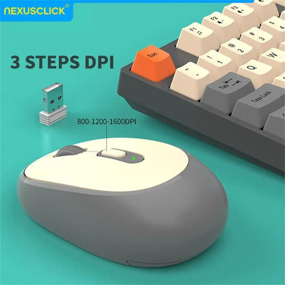 NexusClick kabelloses Gaming- und Office-Tastatur-Maus-Set, intelligente Energiesparfunktion, Full Size, 104 Tasten, 1600DPI einstellbar, USB für Laptop und PC