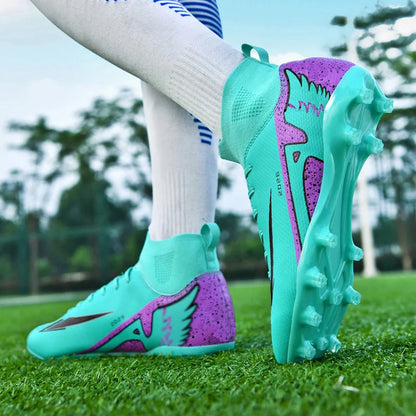 Nouvelles chaussures de football pour hommes, chaussures de soccer de haute qualité pour l'extérieur, chaussures de sport ultralégères pour l'intérieur, chaussures de sport antidérapantes à cheville haute, chaussures d