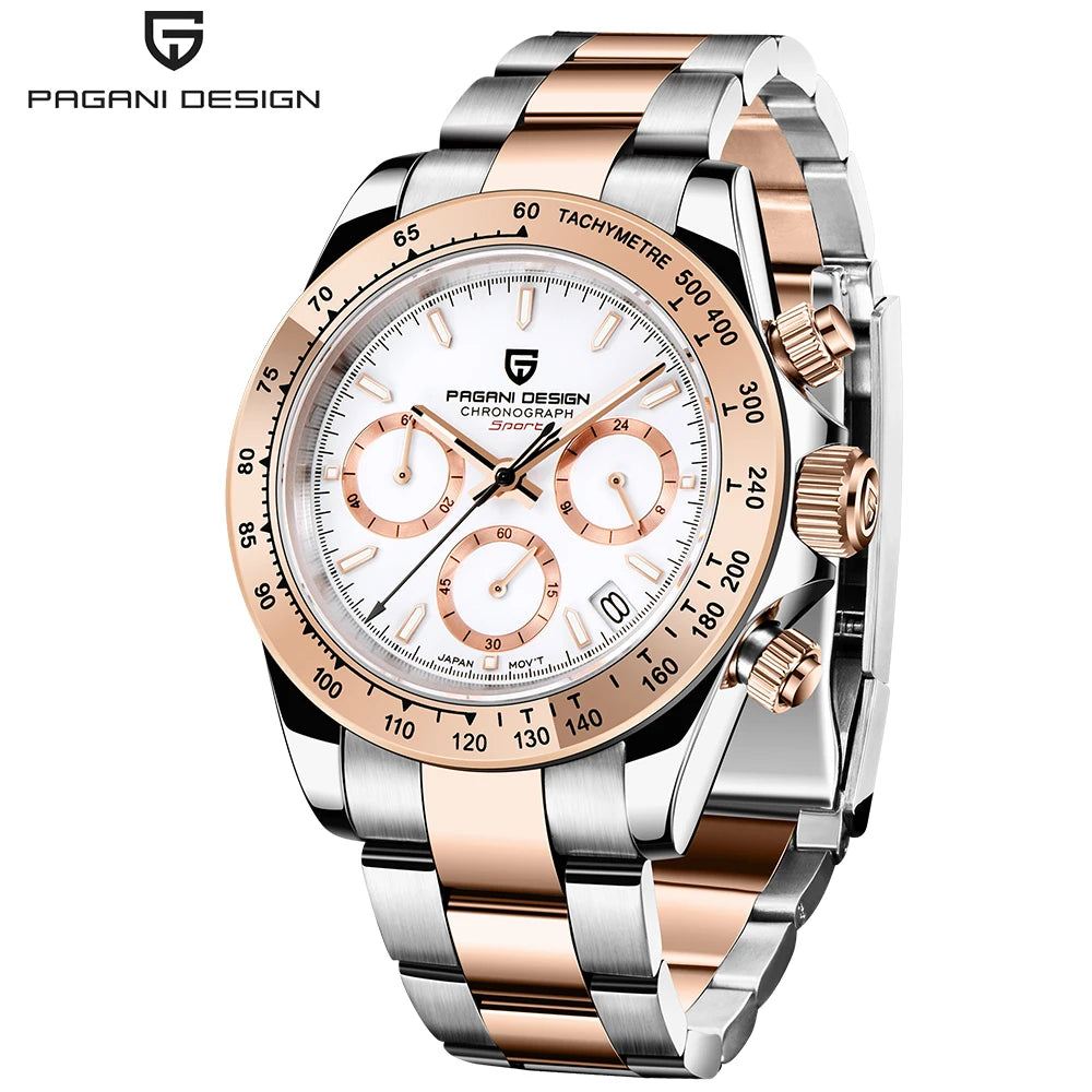 PAGANI DESIGN chronograafhorloge voor heren – Luxe quartz-polshorloge, verlicht en waterdicht.