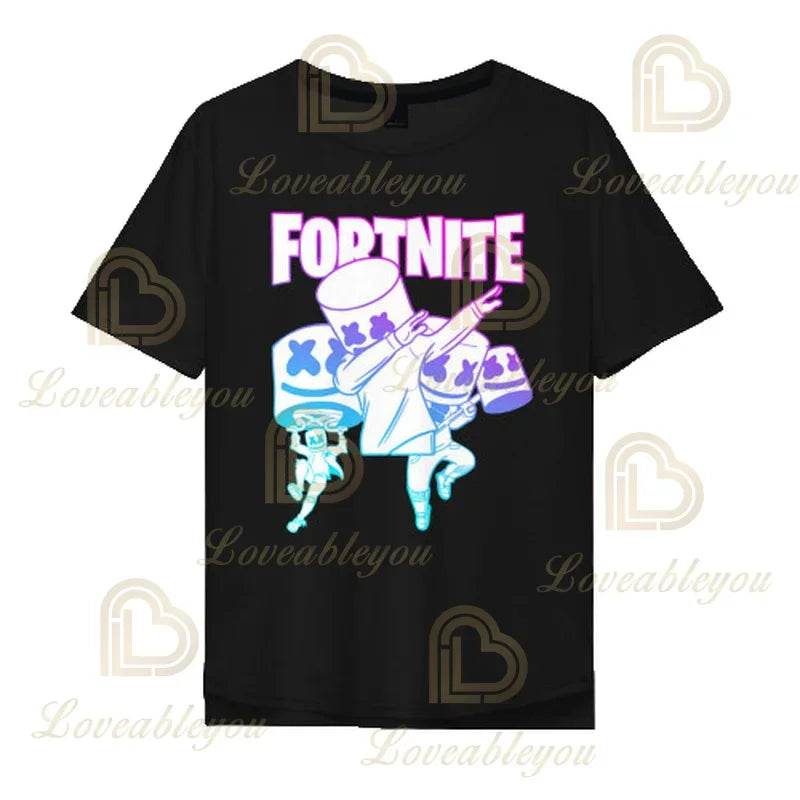 T-shirt cartoon per ragazzi e ragazze Fortnite Battle Royale 3D, 3-14 anni, Victory Royale, top da gioco per bambini e adolescenti