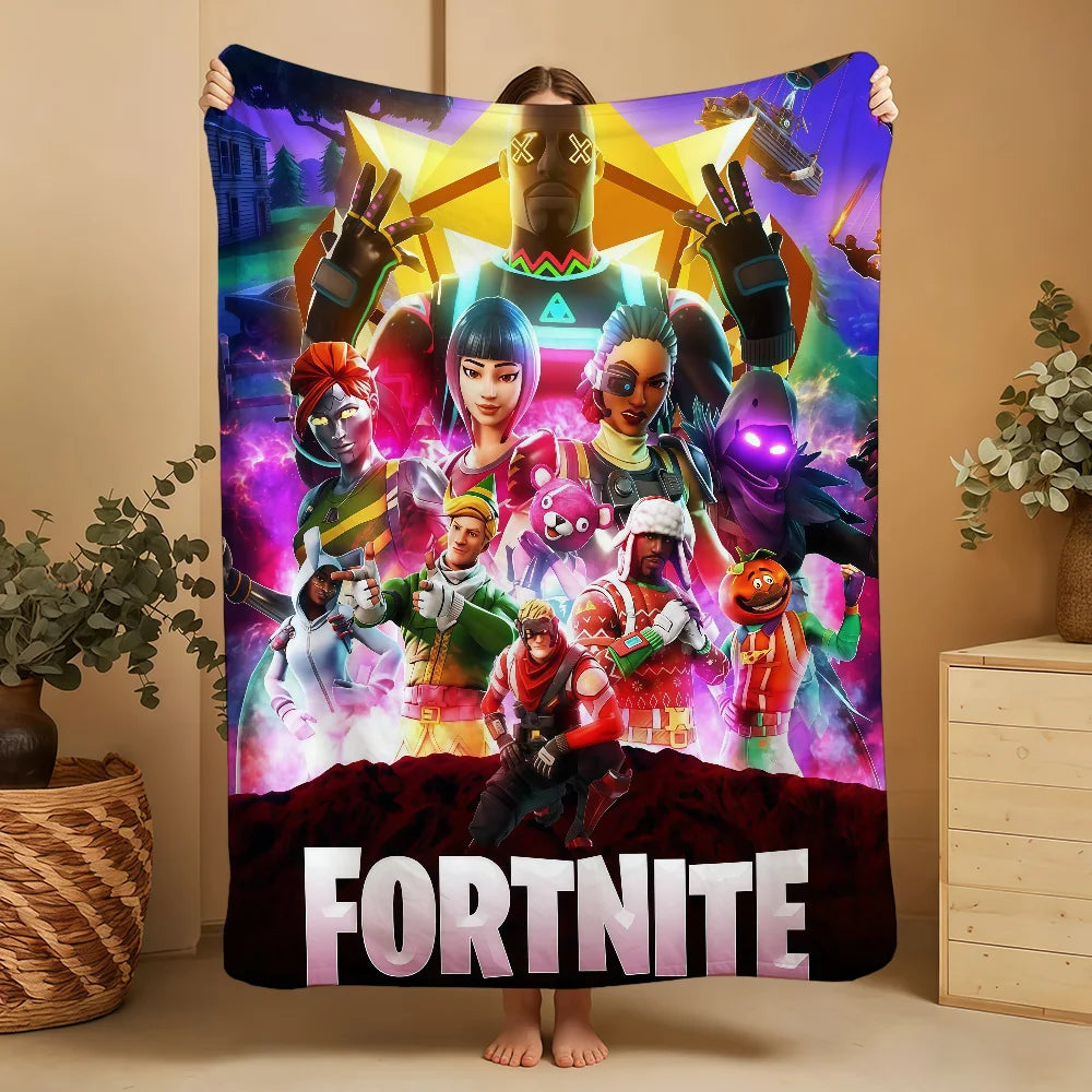 Manta Decorativa Super Aconchegante em Peluche para Sala de Estar, F-FORTNITES-ES, Sala de Jogo, Sofá, Presentes de Aniversário Infantis
