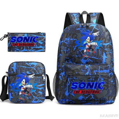 Sonic Backpacks Student School Bags for Teen Men Women Tote Bag Clutch Pocket Nylon Backpacks Travel Mochilas