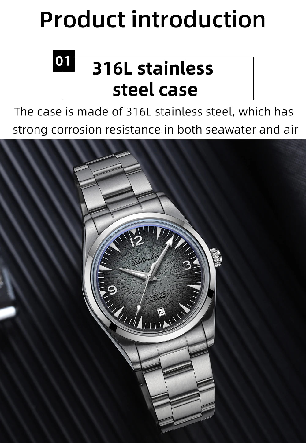 ADDIESDIVE AD2508 Man Diving Watch Luminous 100M Waterproof 316L Stainless Steel 8215 Movement Automatic Mechanical Watch