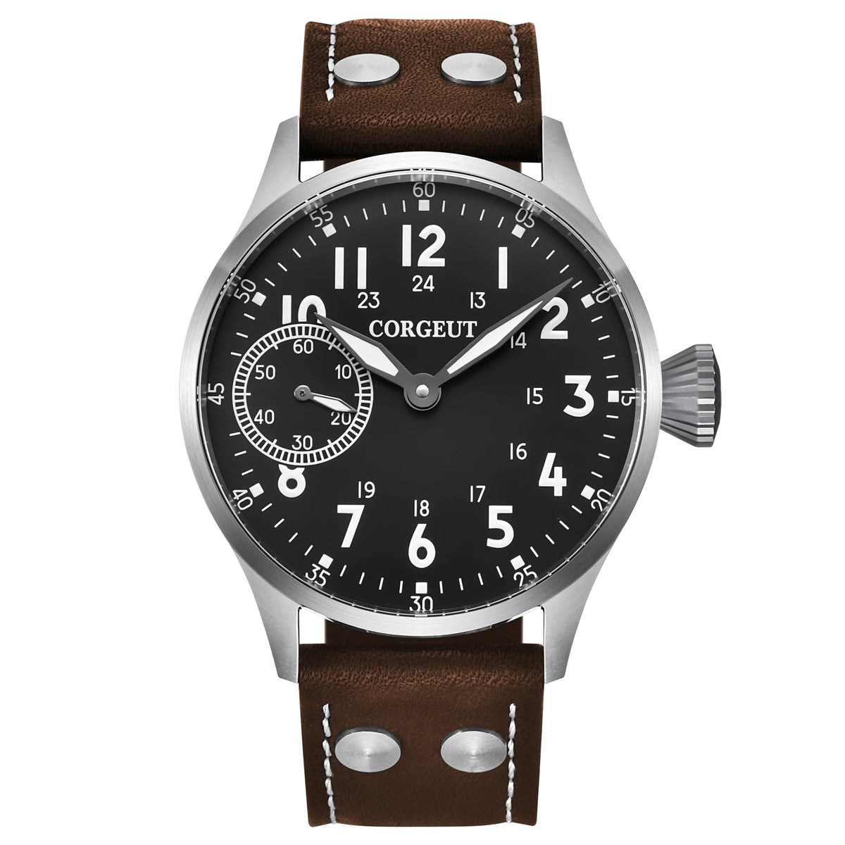 Corgeut Seagull ST3600 17 Jewelry 44mm Mechanical Watch Hand Wound Sapphire waterproof Watch Sports Leather Luxury 6497 Watch
