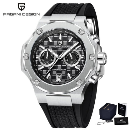PAGANI DESIGN PD-YS032 Herren-Quarzuhr 44mm Japan VK64 Uhrwerk Edelstahlgehäuse Kautschukarmband Saphirglas 100M wasserdicht