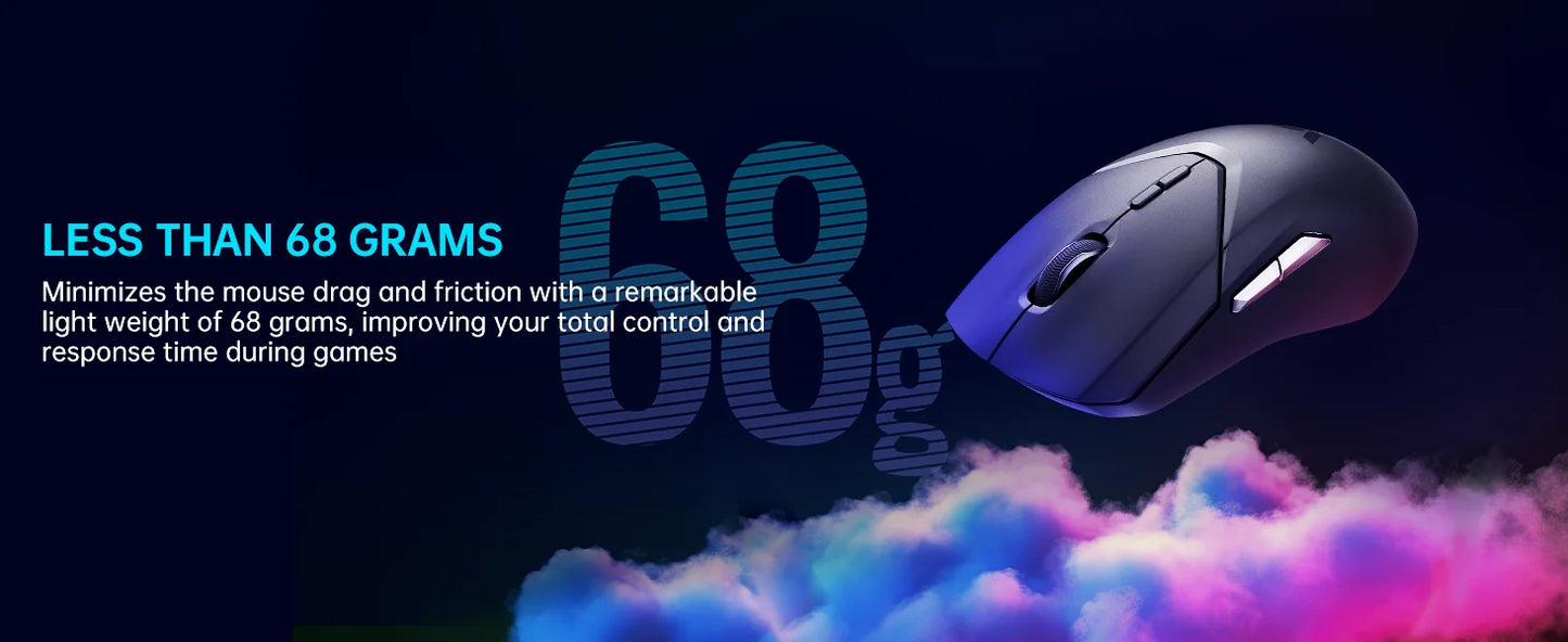Rapoo VT9PRO PAW3398 безжична геймърска мишка 68g, кабелна, програмируема, ергономична, 26000DPI, презареждаема чрез Type C, аксесоар за PC геймъри