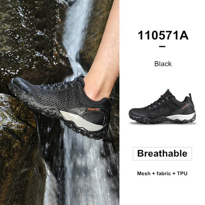 Humtto New Arrival Leather Hiking Shoes Wear-Resistant Outdoor Sport Men Shoes Lace-Up Men's Climbing Trekking Hunting Sneakers