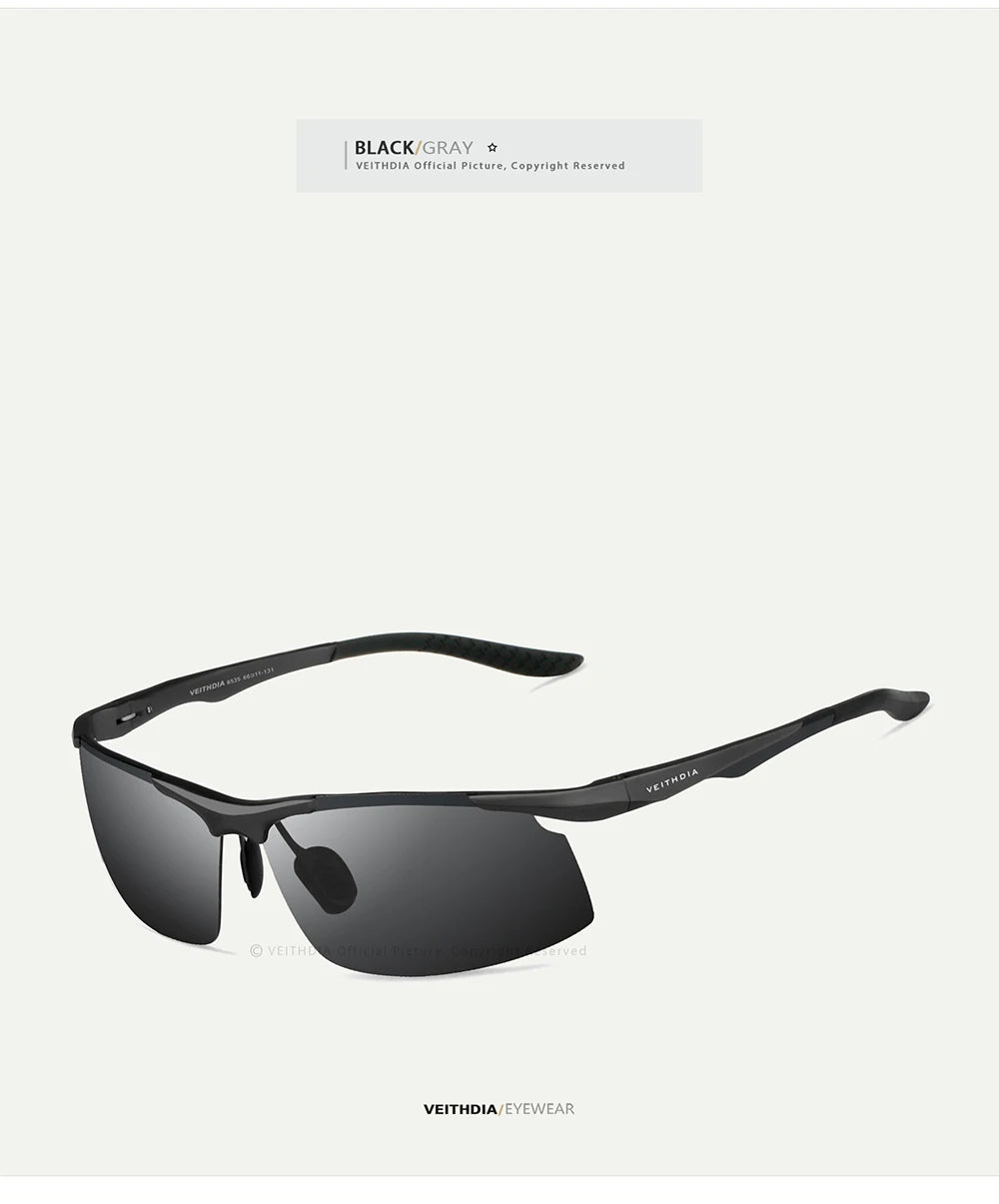 VEITHDIA Men's Sunglasse Outdoor Polarized UV400 Lens Rectangle Rimless Driving Fishing Sun Glasses Sports Eyewear For Male 6535