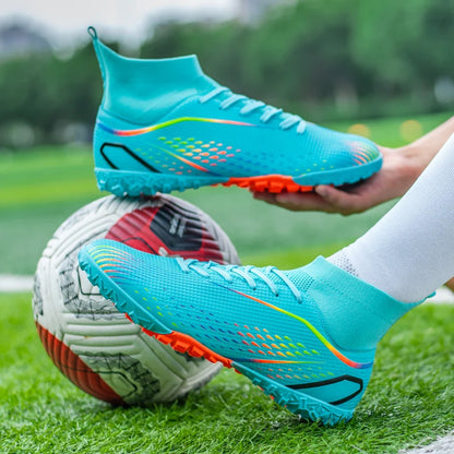 New Men's Soccer Shoes Breathable Soft Outdoor Grass Football Shoes Cleats Long Spikes Comfortable Training Sport Shoes for Men