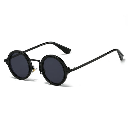 New Retro Small Round Frame Sunglasses for Men's Personalized Steampunk Outdoor Driving Sunglasses Street Photography