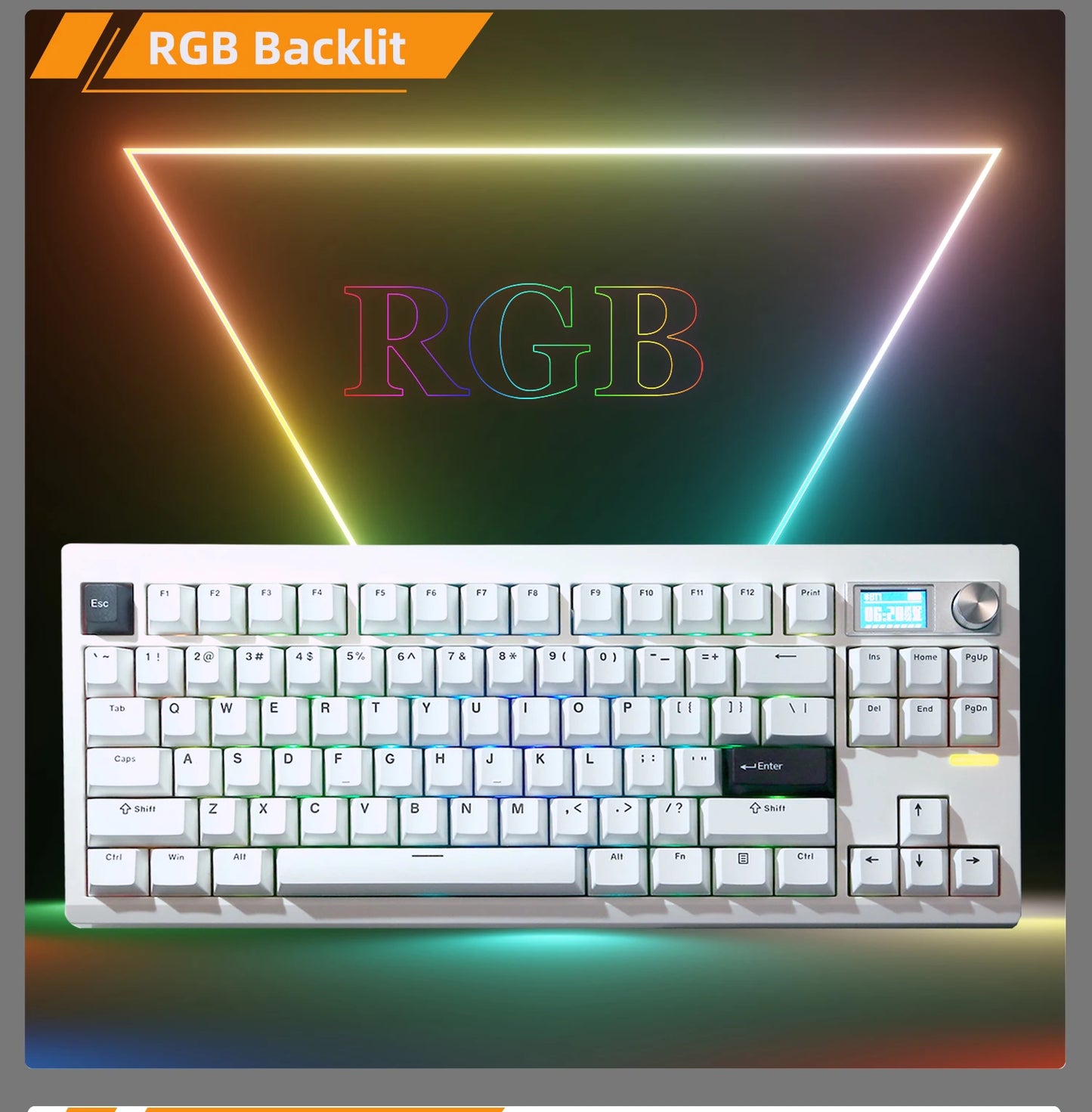 GMK87 Wireless Hot-Swappable Mechanical Keyboard Bluetooth/2.4g With Display Screen and Volume Rotary Button for Games and Work