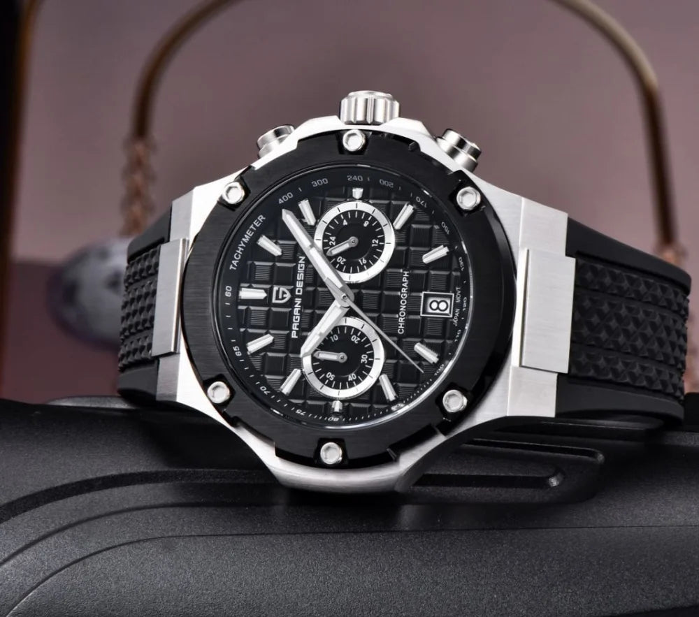 PAGANI DESIGN PD-YS032 Herren-Quarzuhr 44mm Japan VK64 Uhrwerk Edelstahlgehäuse Kautschukarmband Saphirglas 100M wasserdicht