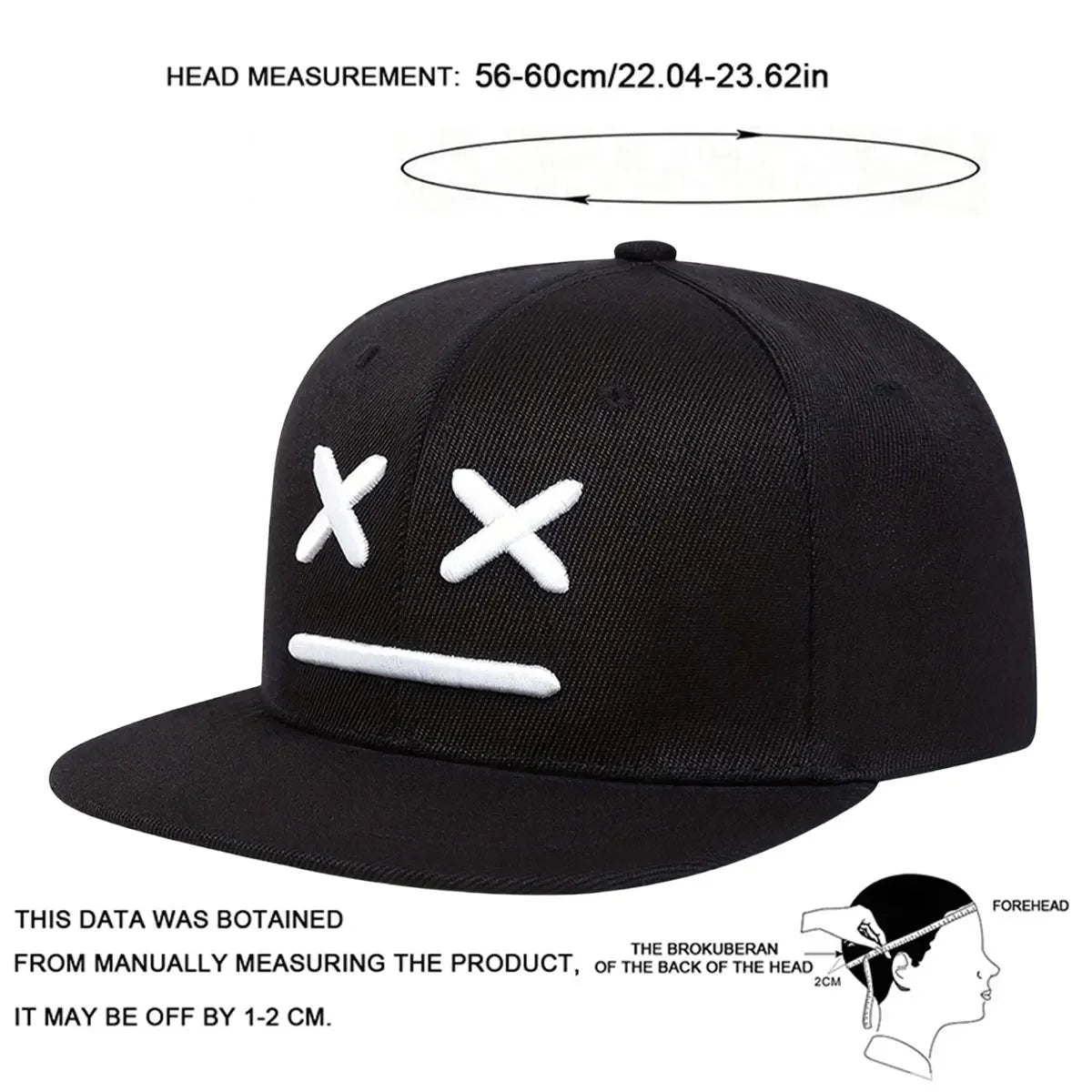 Unisex XX Smiling Face Embroidery Hip-hop Hats Spring Autumn Adjustable Casual Snapback Baseball Caps Sunscreen Hat Sports Cap
