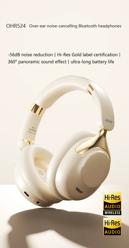 Acer OHR524 ANC Wireless Bluetooth Headphones with 360° Surround Sound, Active Noise Cancelling Over-Ear Headphones, HD Mic, Bluetooth 5.4, 100H Battery