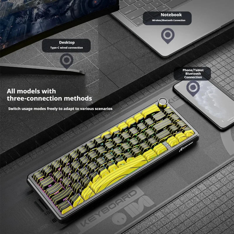 Teclados Gaming Sem Fios Attack Shark X65 PRO HE com Switches Magnéticos 8K RT0.001mm, Gravação Lateral, Bluetooth, Windows Mac PC