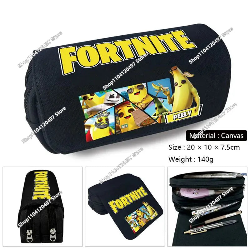 Victory Royale Student Boys Girls Fortnited Capacity Stationery PencilCase Peely Llama Hero Children's Pen Box Kids Teen Bags