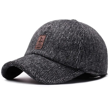 Baseball Cap Woolen Knitted Winter Ear Cover Baseball Cap Men Thicken Warm Hats with Earflaps Sport Golf Hats Snapback