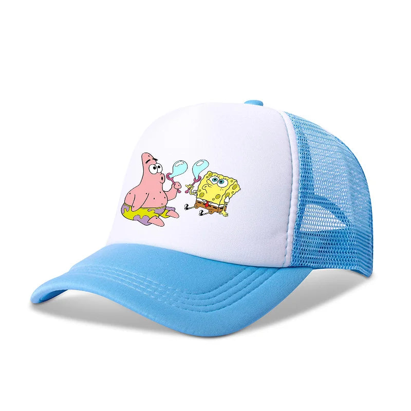 Casquette de baseball SpongeBob mignonne, style anime, ronde, unisexe, pour enfants (garçons et filles) et adultes, sportive, décontractée, pare-soleil, ajustable, inspirée du film d'animation, à visière, en maille