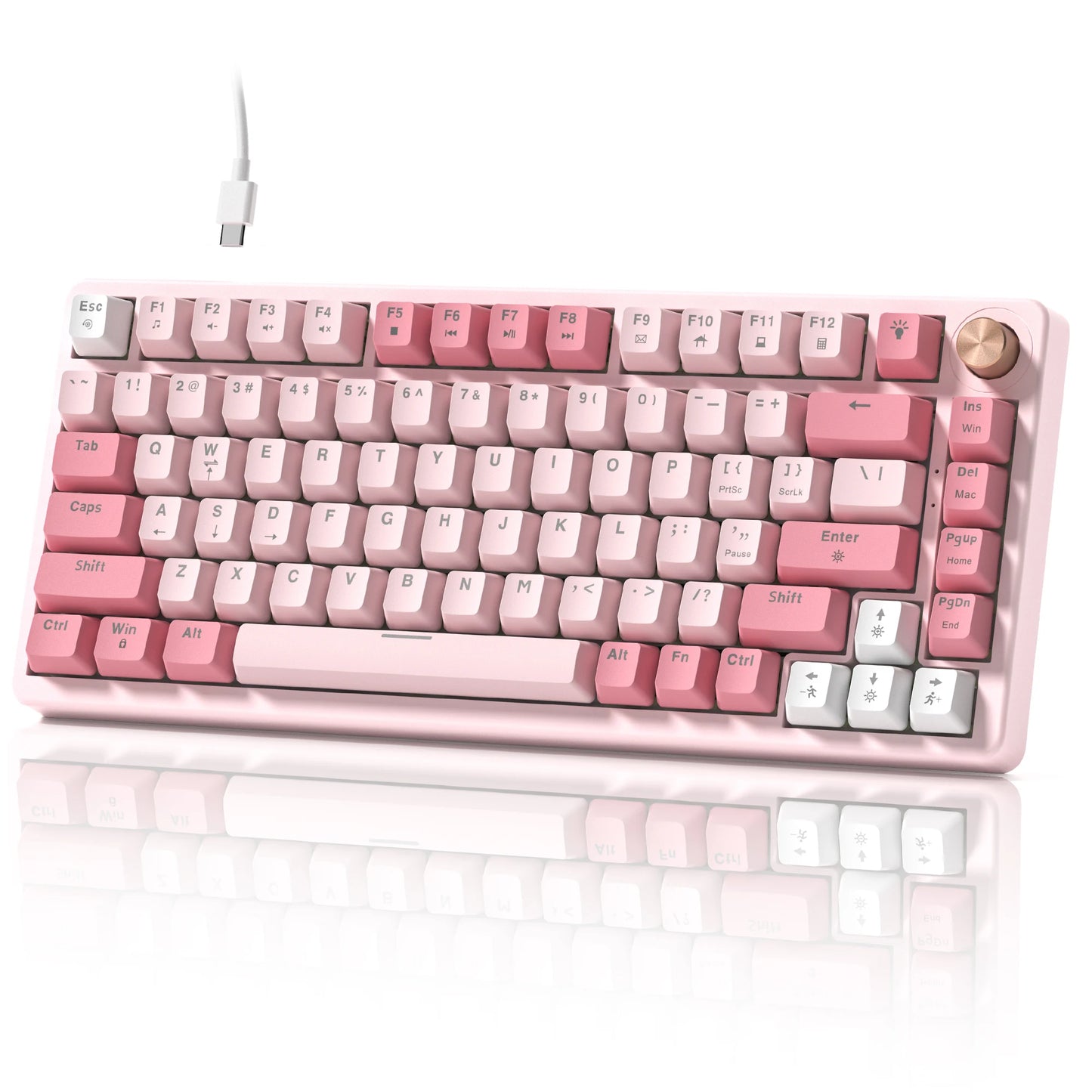 Womier VK75 Wired Mechanical Keyboard Retro Pink Custom Hot-swappable Keyboard for PC Computer Laptop