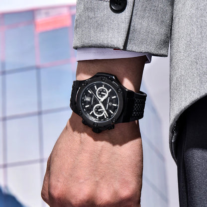 Křemenné pánské hodinky PAGANI DESIGN – luxusní sportovní chronograf, vodotěsný, s luminiscenčními ručičkami a safírovým sklem s antireflexní úpravou