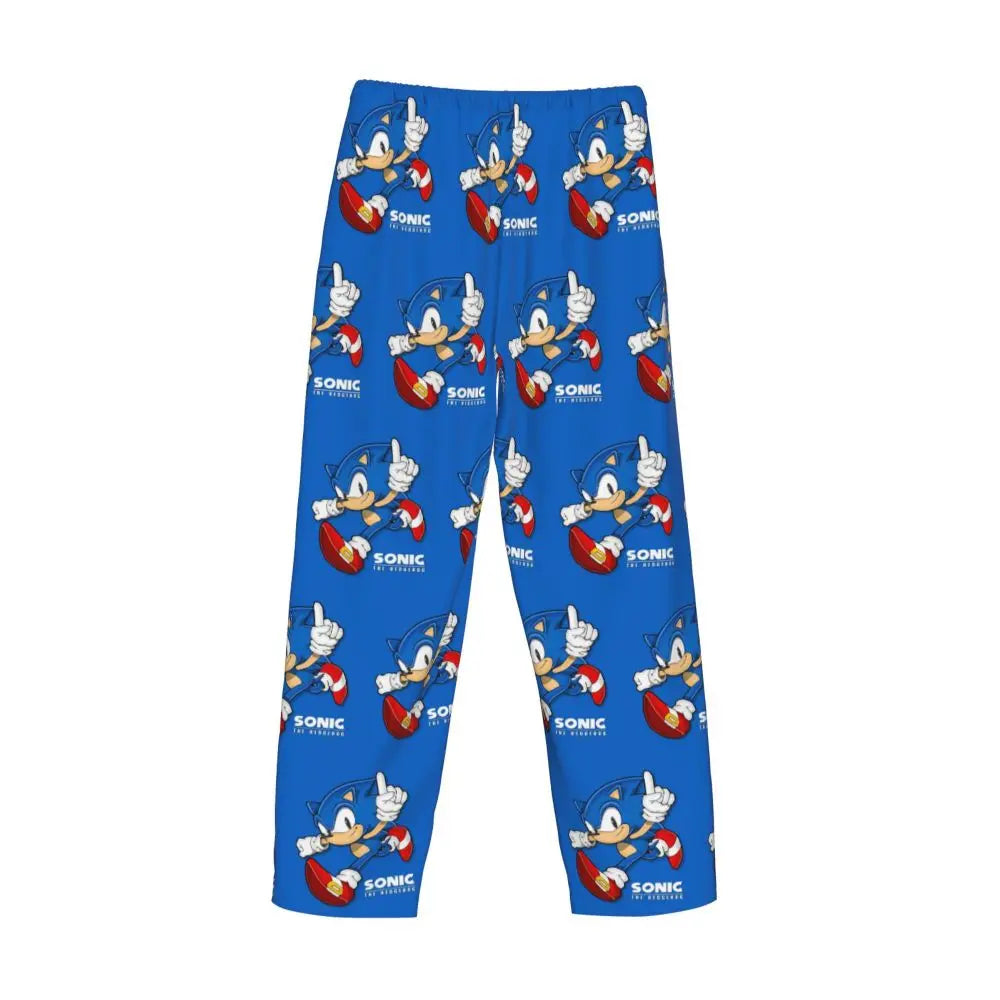 Custom Print Men's Soniced Pajama Pants Hedgehog Game Sleepwear Sleep Lounge Bottoms with Pockets