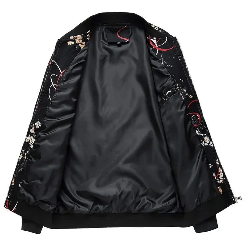 Spring and Autumn Men's Flower Jacket, Large Size Urban Casual Jacket, Multicolor Available