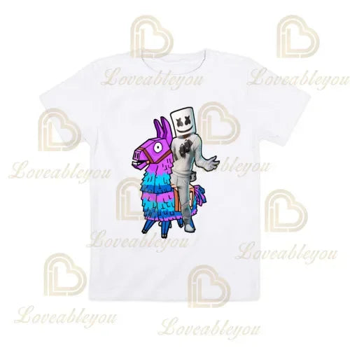 T-shirt cartoon per ragazzi e ragazze Fortnite Battle Royale 3D, 3-14 anni, Victory Royale, top da gioco per bambini e adolescenti