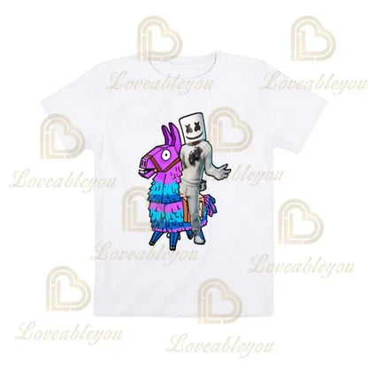 T-shirt cartoon per ragazzi e ragazze Fortnite Battle Royale 3D, 3-14 anni, Victory Royale, top da gioco per bambini e adolescenti