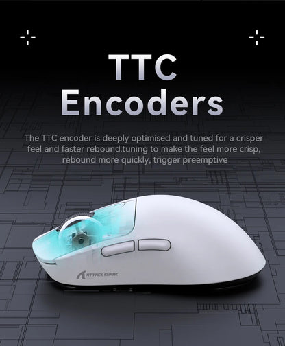 ATTACK SHARK X3 Three-mode Mouse 1K Hz,X3Pro Bluetooth Wireless Mouse 4K Hz Lightweight,PAW3395,650IPS Mobile Speed